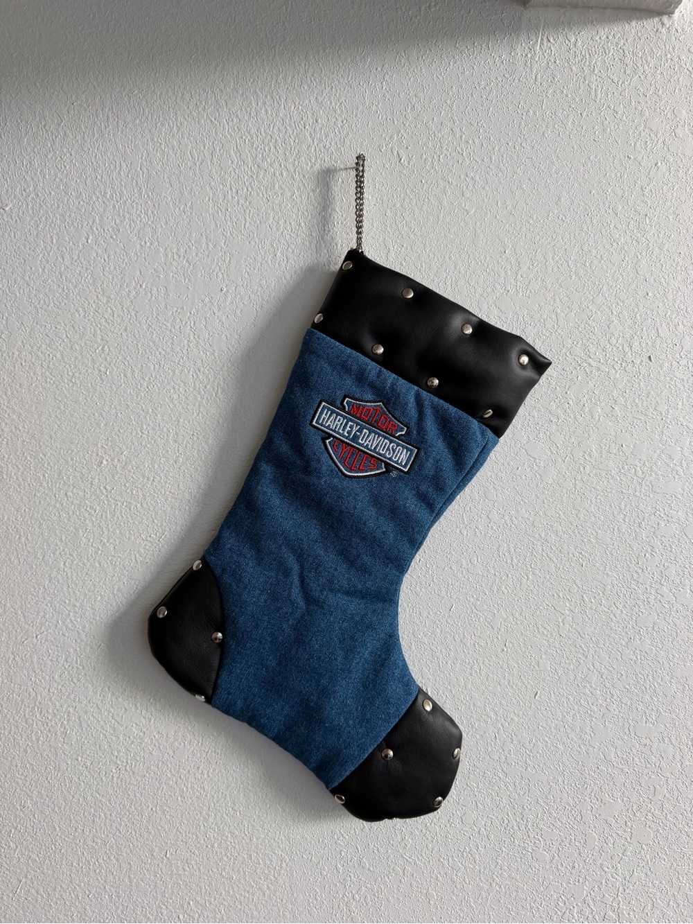 Vintage 2001 Harley Davidson Denim & Leather Christmas Stocking